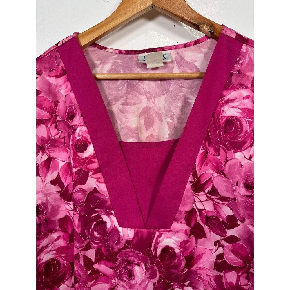 Vintage Blair 3XL Womens Top MuuMuu Blouse Floral Lightweight Pink Roses Lounge - Picture 15 of 16